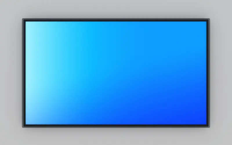 OnePlus TV screen showing a distorted blue and purple tint due to failing LED phosphors, fixed by OnePlus TV repair in Hyderabad.