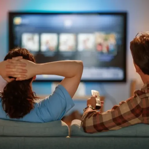 MI Android TV displaying the PatchWall interface experiencing lag, optimized for speed by MI TV repair in Hyderabad.